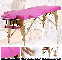 Vista 4 de Mesa de masaje portátil, cama de spa plegable de 84 pulgadas de altura ajustable con 2 pliegues y funda de transporte, piel sintética, profesional