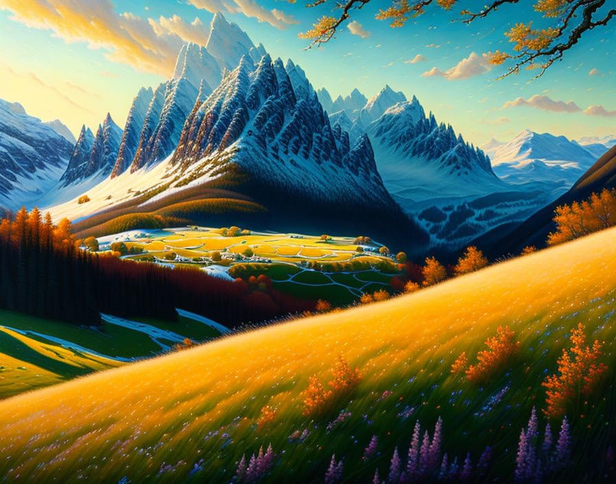 Poster toile paysage alpin pour créer un salon style chalet chaleureux