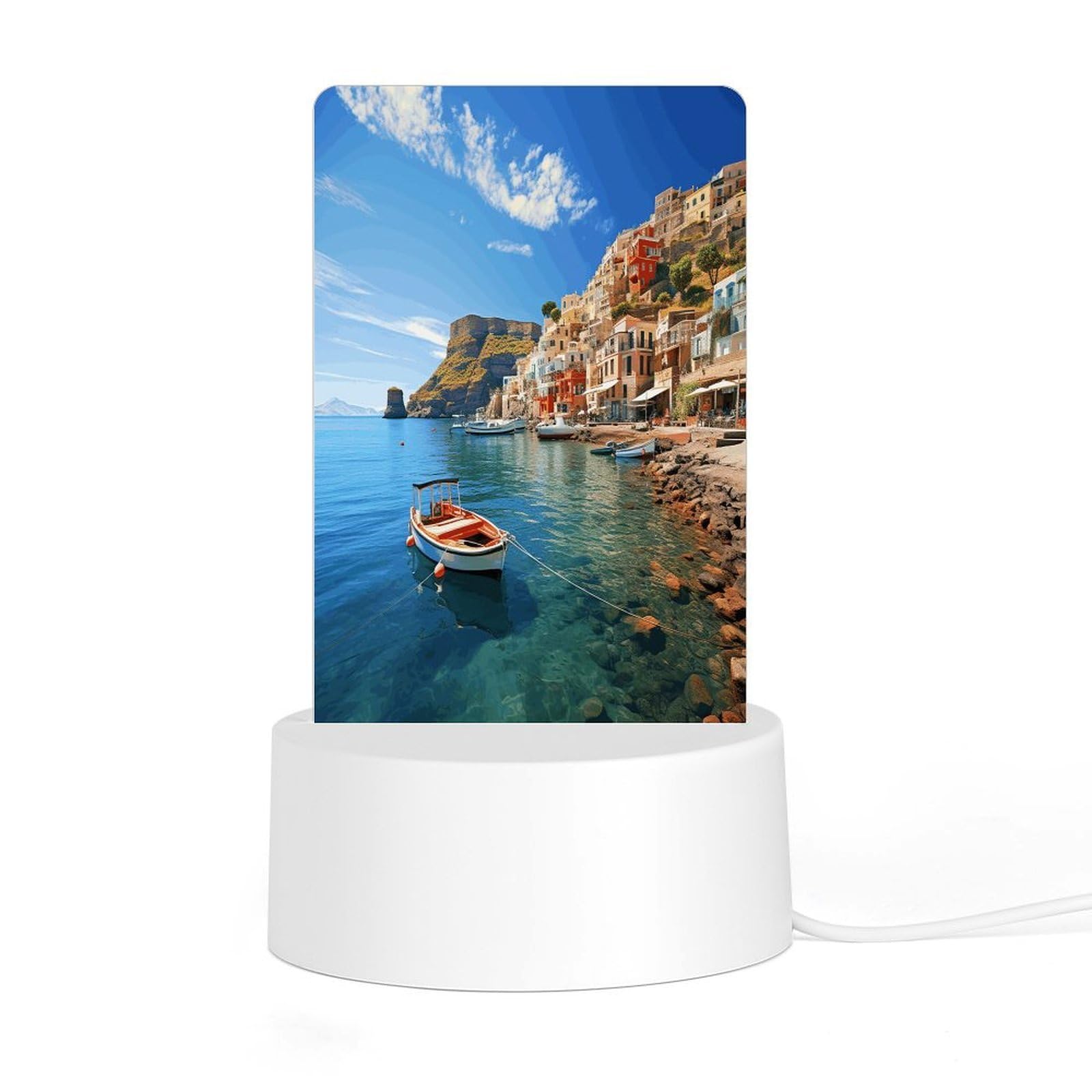 Adfgyerh Style Seaside Town Night Light Acrylic Material Easy Installation, Home Decor Usb Interface Power Supply, Lamp For Restaurant Bar Cafe Room Decor