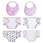 DC-BEAUTIFUL 4 Pcs Diapers, Underwear and 2 Pcs Bibs for 14-18 Inch Baby Dolls, Suitable for Infant Baby Girls Boys