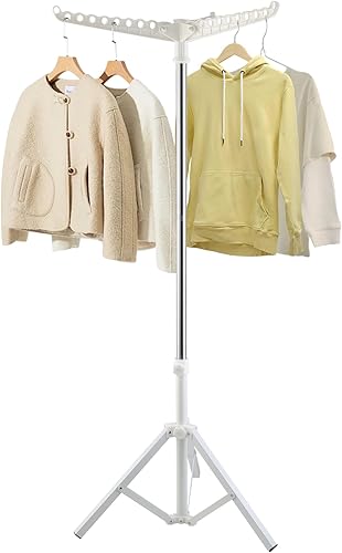 Estante de secado de ropa, estante de secado de 33 a 68 pulgadas, base de trípode estable y resistente, acero inoxidable grueso, ahorro de espacio,