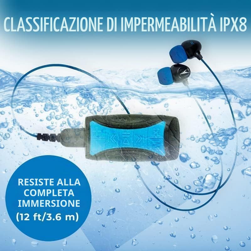 H2O Audio Auricolari Nuoto, Cuffie Nuoto Musica, Cuffie Subacquee, Mp3, Blu