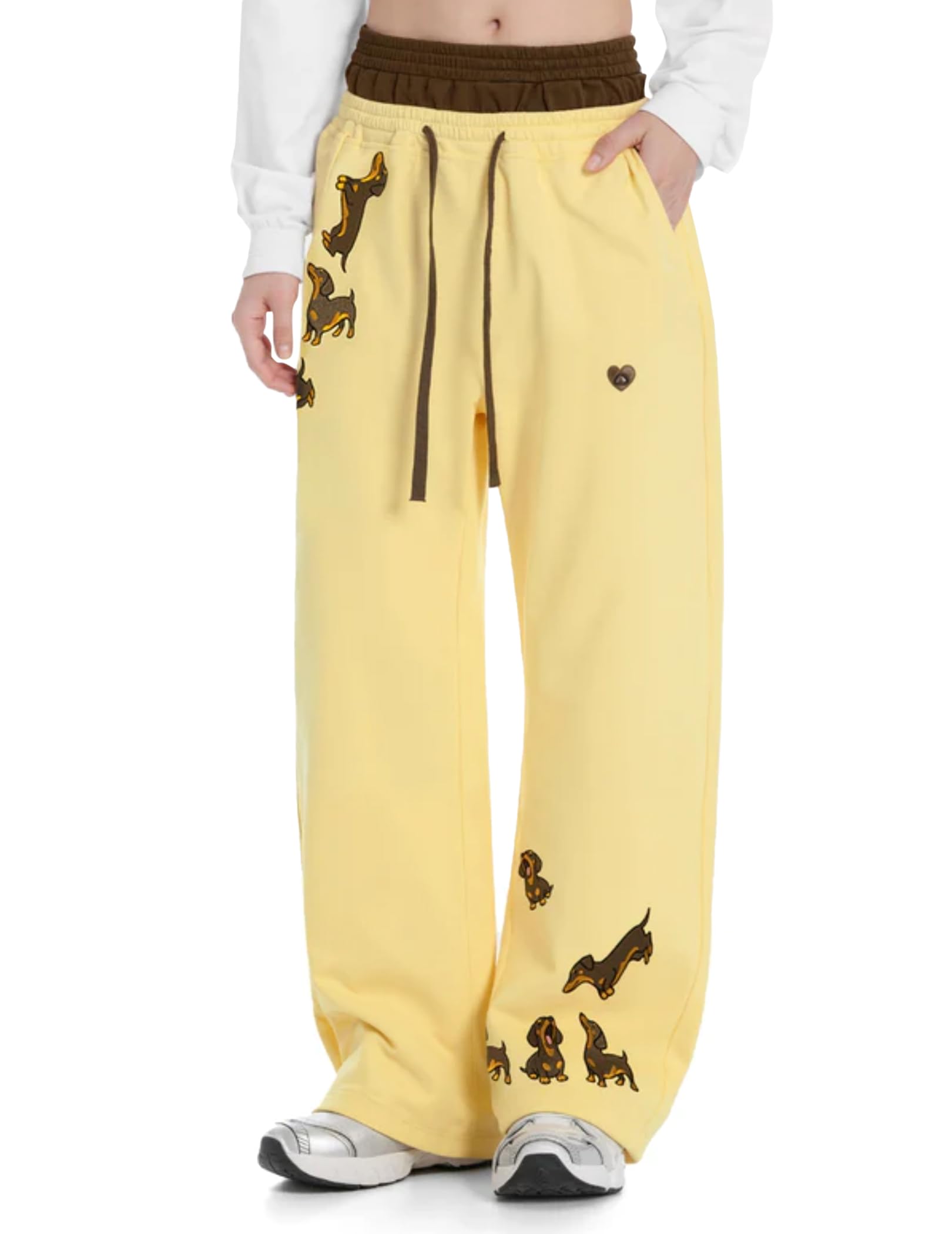 Aelfric Eden Dackel Baggy Jogginghose Herren Damen Double Waist Sweatpants Baumwolle Kordelzug Freizeithose Y2K Streetwear Sporthose mit Taschen