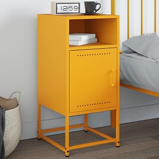 WSJHUHK Home-Mesitas, mesitas de noche, mesita de noche, color amarillo mostaza, 36 x 39 x 78 cm, acero