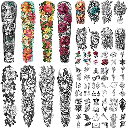 Amazon Com Soovsy 46 Sheet Full Arm Temporary Tattoo For Women With Lion Daisy Rose Half Arm Flower Tattoo Temporary For Girls Boys Extra Large Tattoo Stickers For Men Sleeve Tattoos Temporary