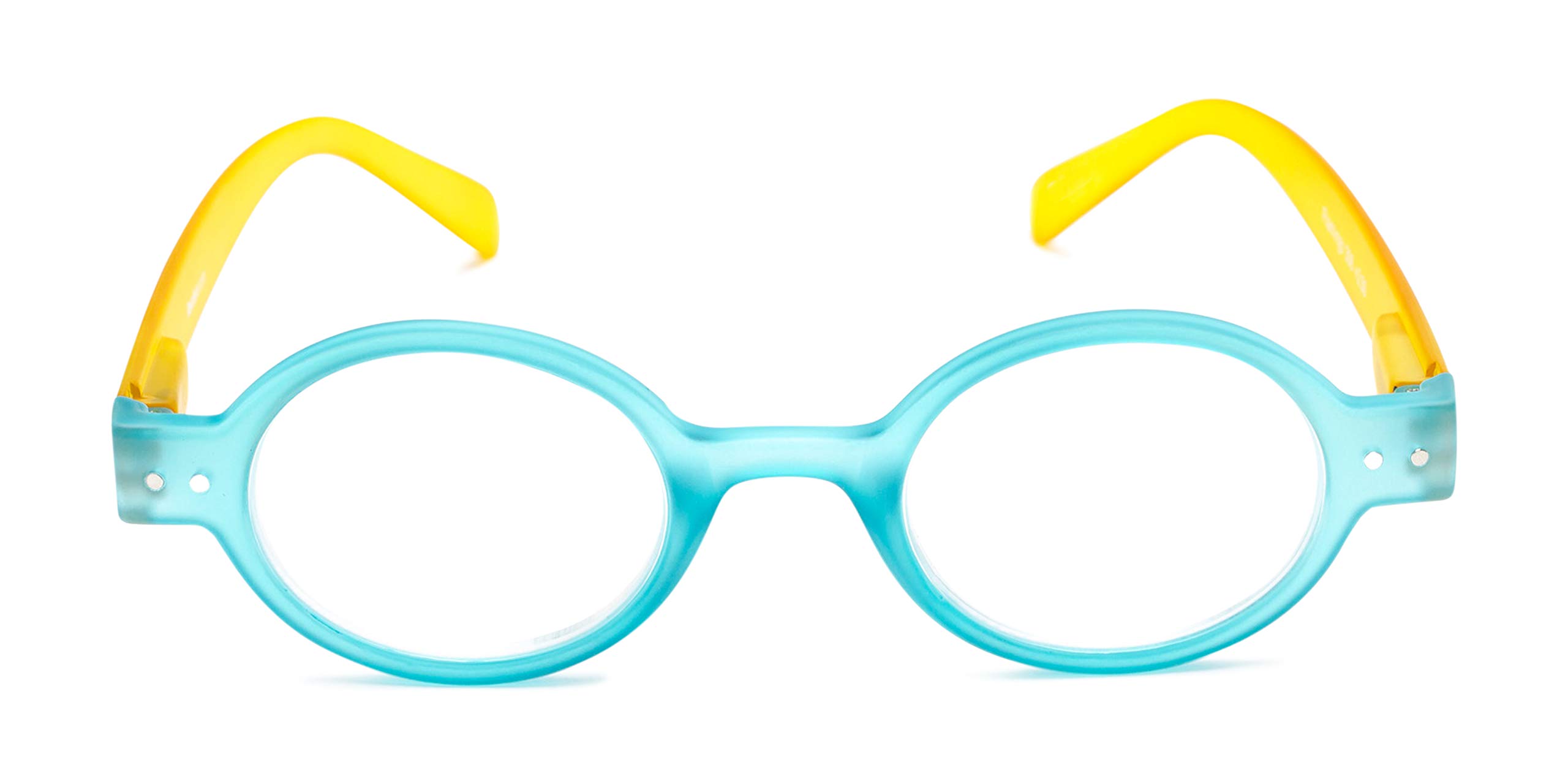 Round Reading Glasses in Blue/Yellow by Readers.com | The Flamingo | +1.75