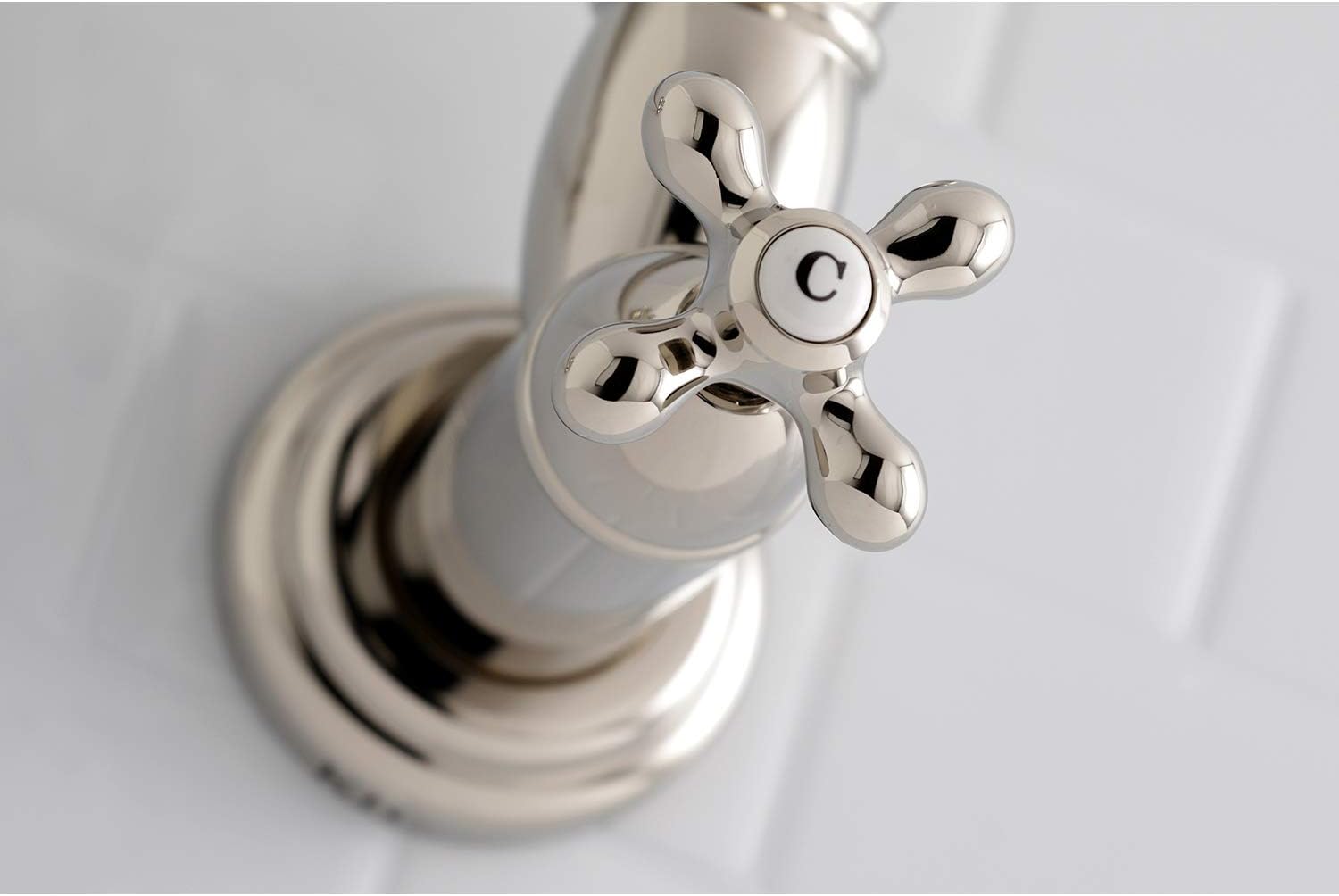 Kingston Brass KS3106AX Restoration Wall Mount Pot Filler Kitchen Faucet, Polished Nickel