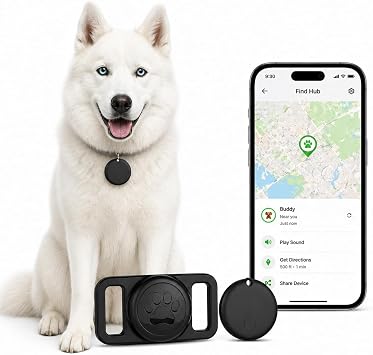 Pet Tracker,GPS Collar for Dogs Android Only Smart tag,Waterproof Compatible with Google Find My,No Monthly Fee,Advanced Tracking Solution Smart Collar for Pet Safety Ideal Small Large Dogs