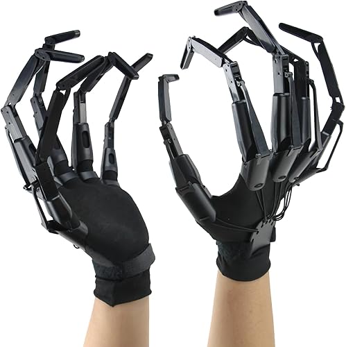 Magoog Dedos articulados de Halloween con guantes, extensiones de dedos articuladas, mano de esqueleto espeluznante con garras de hueso, accesorios