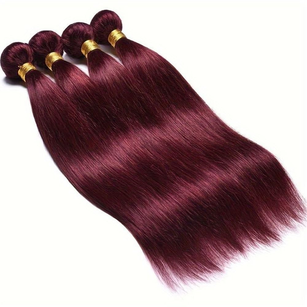 Fasci lisci bordeaux # 99J Estensioni dei capelli umani vergini non trattati rosso vino for donna 90 grammi for pacchetto 3 pacchi(26inch)