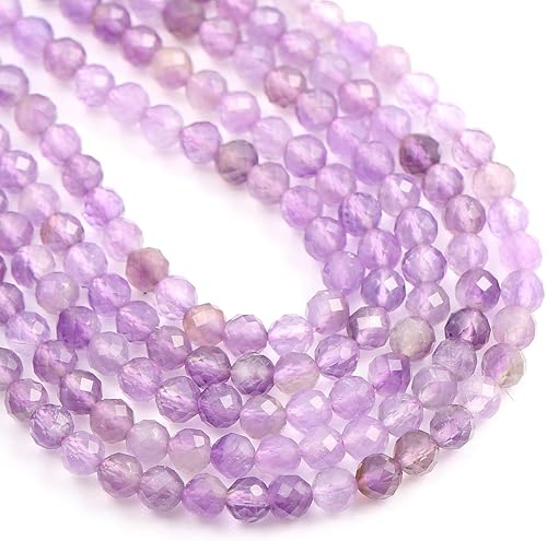 Miniatura 3 de Cuentas de amatista, piedras naturales sueltas redondas de energía para hacer joyas, collares, aretes, anillo, 2 hebraspaquete de 0.126 in