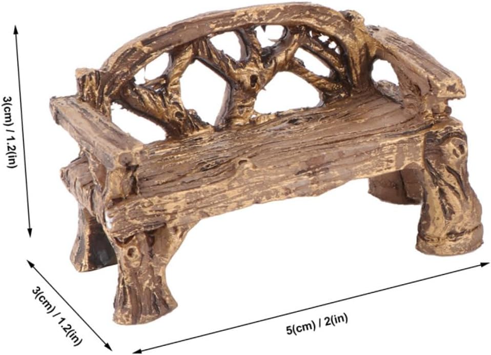 Kisangel Resin Miniature Chair Bench Decor 2Pcs Brown for Bonsai Pots