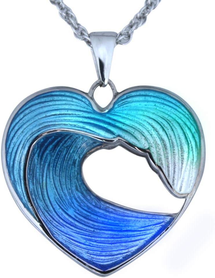 Heart of The Sea Wave Necklace- Sterling Silver and Vitreous Enamel