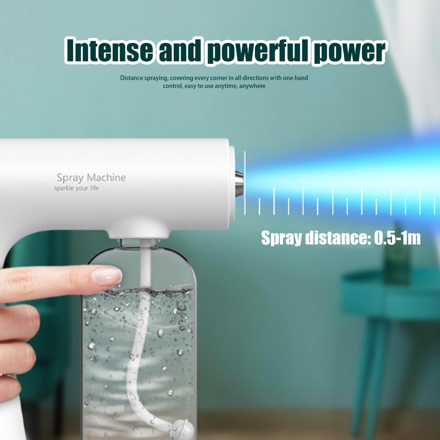 Spruzzatore per atomizzatore con luce blu, nechger da 350 ml di disinfezione da 350 ml, macchina da fogger regolabile a 2 modalità, spruzzatore elettrostatico ricaricabile per cucina, bagno, nego