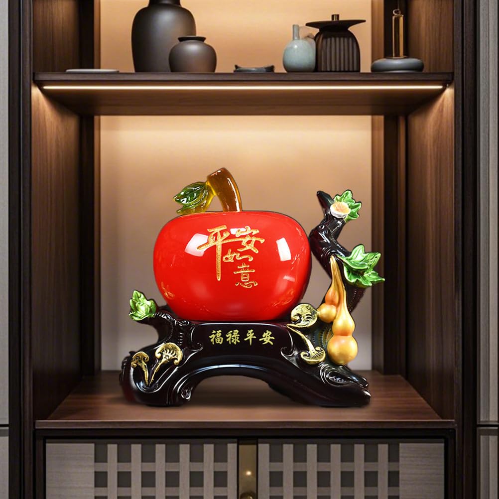 Dekoracyjna statua sztuki Feng Shui Lucky Ruyi, kolekcja rzemiosła artystycznego Rzeźba Blat Sztuka z żywicy Figurka kolekcjonerska do domu i biura Salon Dekoracja półki biurowej,Red