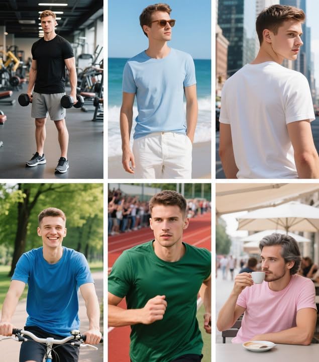 Idtswch Mens Tall T Shirts Lightweight Cotton Longline Short Sleeve T-Shirt Tee - Image 4