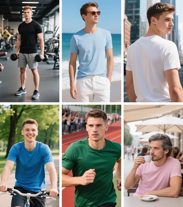 Idtswch Mens Tall T Shirts Lightweight Cotton Longline Short Sleeve T-Shirt Tee4