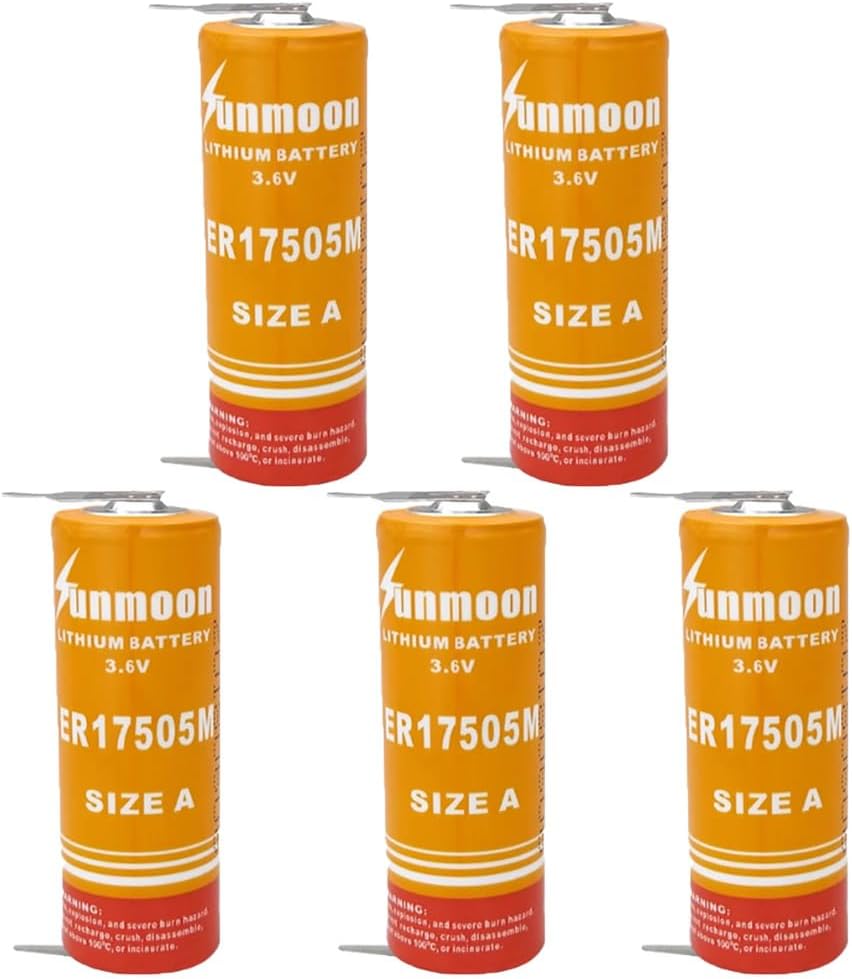(5-Pack) ER17505M 3.6V 2800mAh Size A Non-Rechargeable Lithium Battery (Soldering Feet)