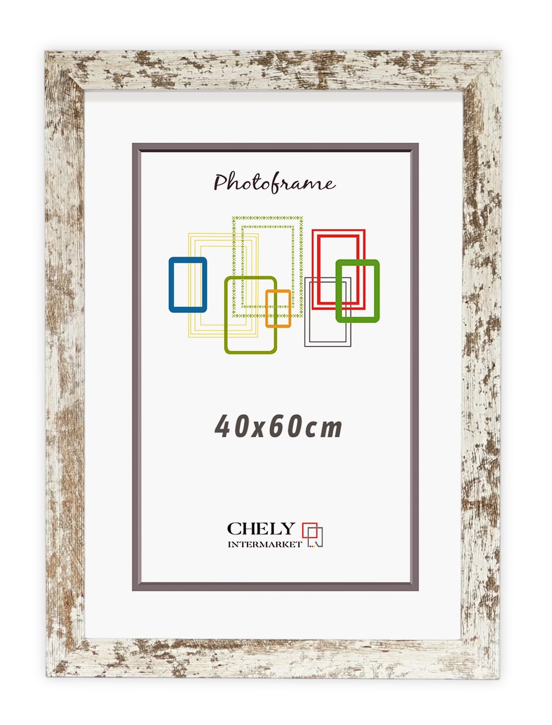 CHELY INTERMARKET Marco de Fotos 40x60cm (Vintage) MOD-204 Hecho de Madera, Ancho de moldura 3cm