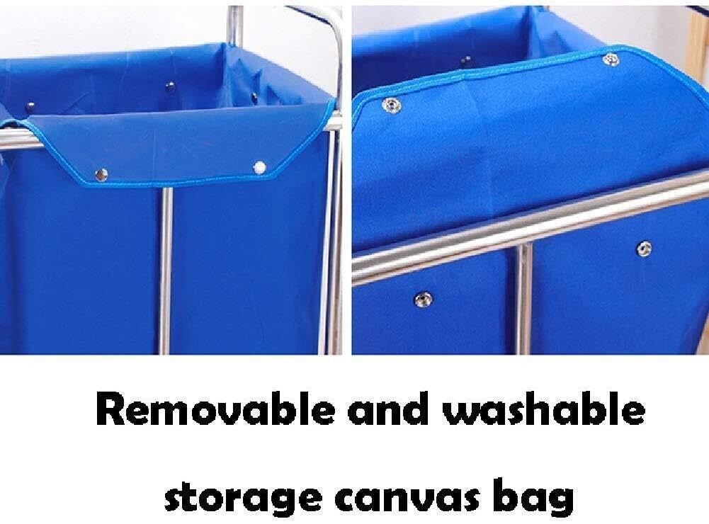Carrello Portabiancheria Robusto in Acciaio Inox, Grande Carrello con Ruote E Rivestimento in Tessuto Oxford Impermeabile, Ideale per Riporre Abiti in Casa O in Hotel.
