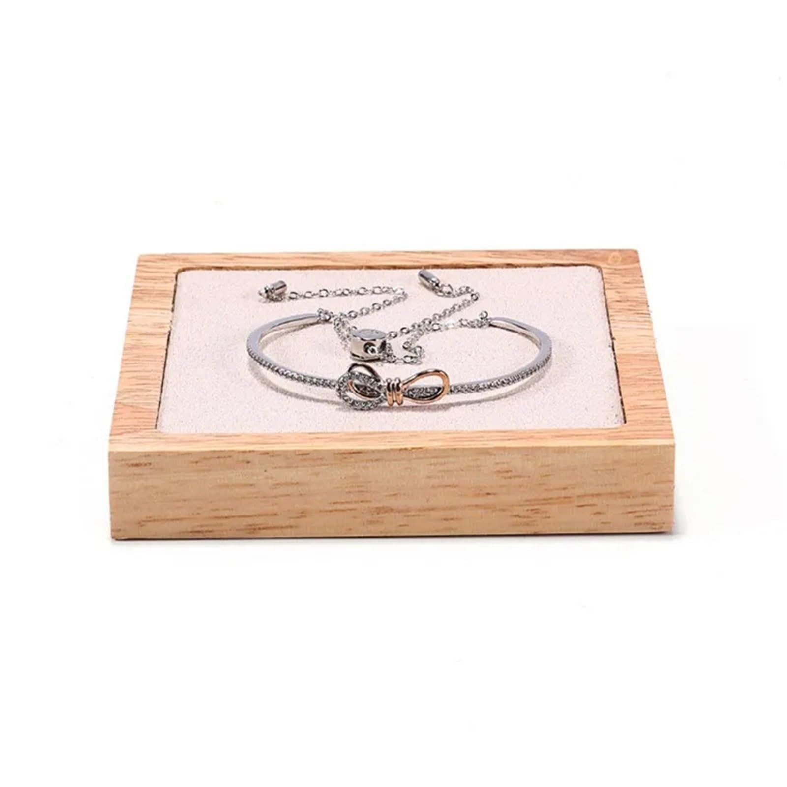 Bandeja De Joyería Bandeja de Madera Maciza for Pulsera, Bandeja Cuadrada for mostrador, bandejas de exhibición de joyería, Accesorio, 2 uds.(Beige)