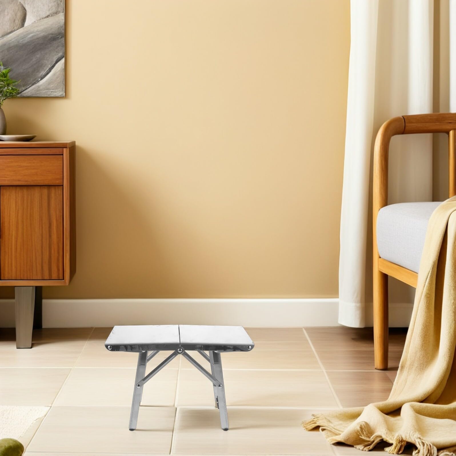 Uonlytech Tabouret Pliant Portable en Acier Inoxydable Ultra Léger Capacité de Charge 100 Kg, Robuste et Facile à Installer pour Randonnée et Pêche