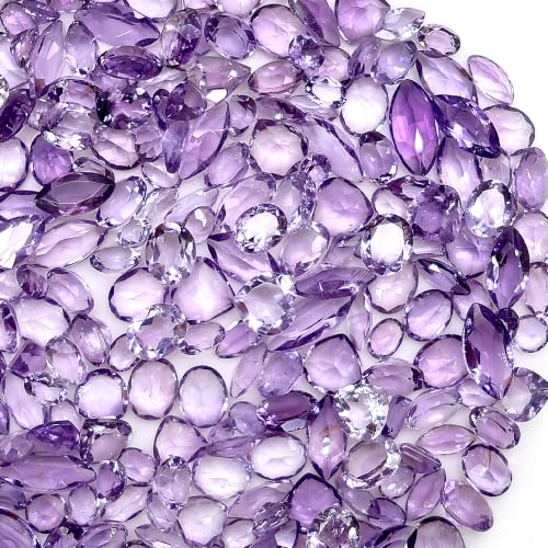 : 50+ Carats Amethyst Mixed Gems Natural Loose Gemstones | 100% Natural Loose Gemstones bulk| Grade A+ (natural inclusions) |Hand Cut and Polished | 20-30 pieces Gemstone Wholesale Lot – by GM GemMartUSA (AA-60001)