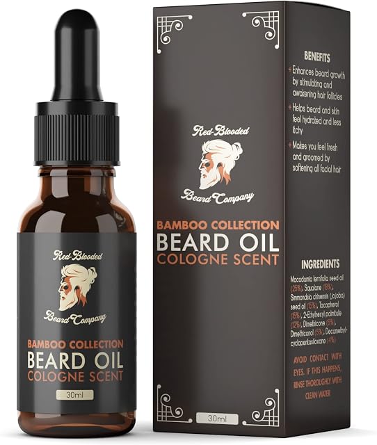 Red-Blooded Cologne Scented Beard Oil For Men - Stimulate New & Thicker Beard Growth While Helping Your Beard And Skin Look, Feel And Smell Irresistible