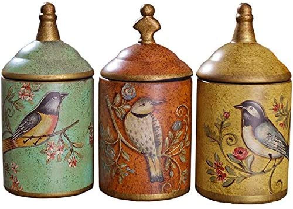 CLQ Vintage ceramic kitchen pot storage tank retro tea sugar pot tin sugar pot storage box painted storage tank pot cooking