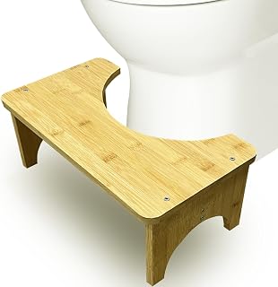 Bamboo Toilet Stool, Non-Slip Bathroom Stool Durable Poop Stool, 6.5inch Height Toilet Stool Squat Adult, Simple Design Easy to Wash Sturdy Potty Stool, Kids Adults Seniors Healthy Gifts-Pooping Stool