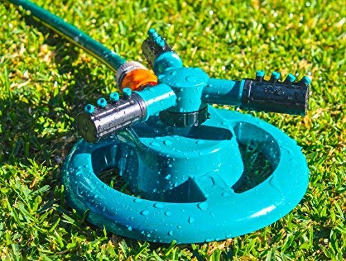 Oranlife Lawn Sprinkler, 360 Degree Rotating Garden Sprinkler Adjustable Garden Water Sprinklers Irrigation System with Durable 3 Arm Sprayers