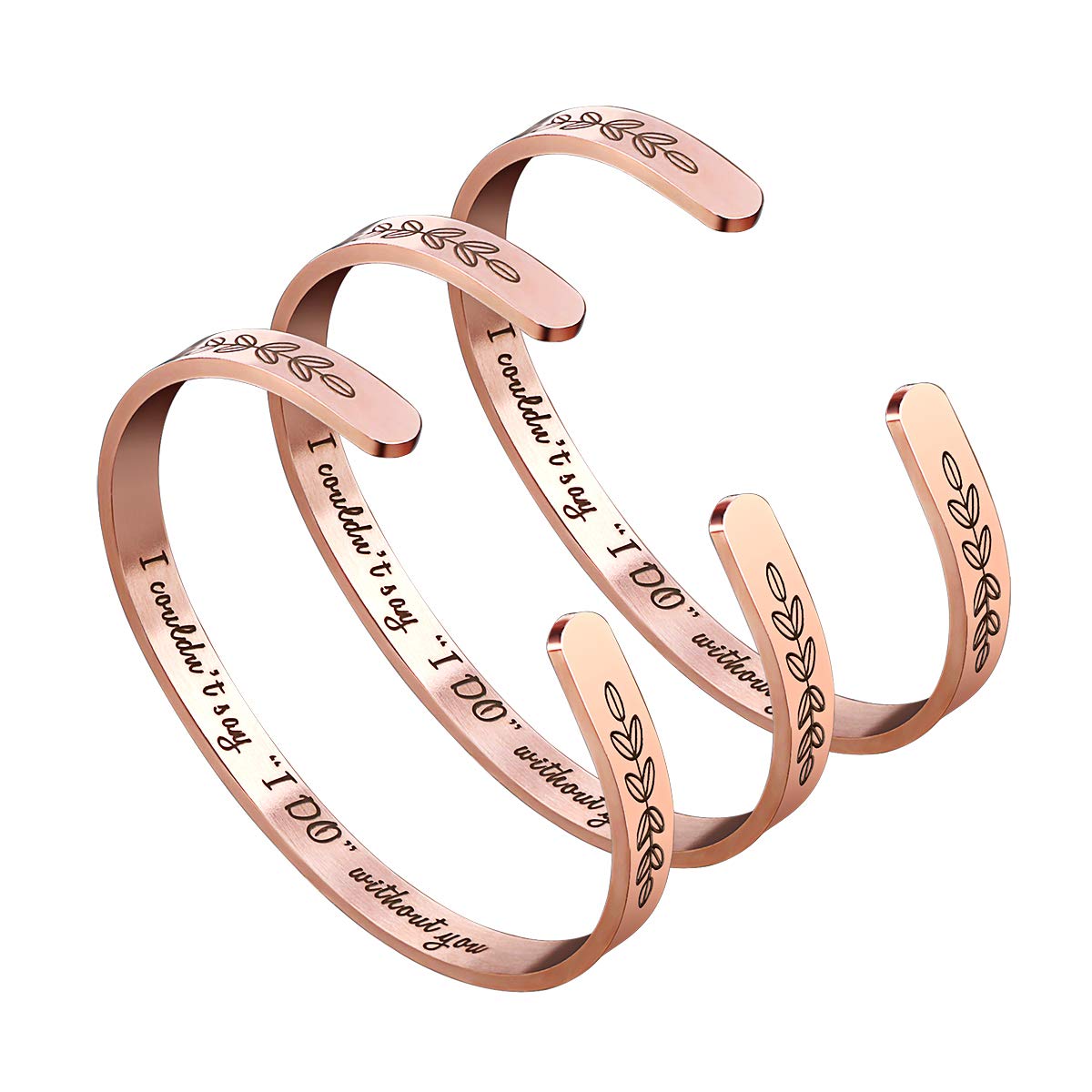 Bridesmaid Proposal Gifts Adjustable Bracelets - I Couldn't Say I DO Without You Stainless Steel Engraved Cuff Wedding Bangle for Bride Tribe Bridesmaid Maid of Honor