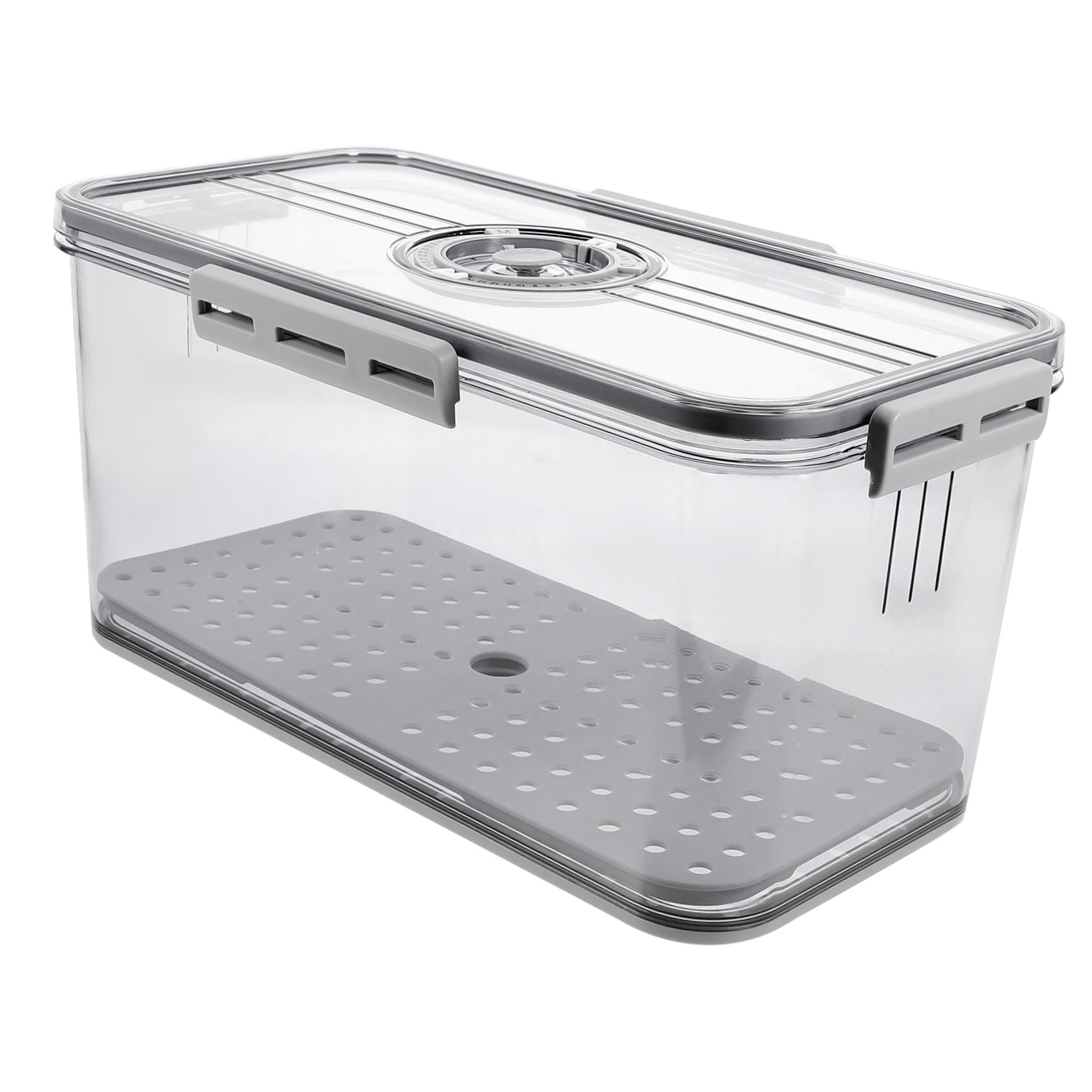 SECFOU Luftdichte Frischebox aus Pet mit Abtropfschale zur Aufbewahrung von Gemüse und Lebensmitteln für Küche und Schränke Hält Brot und Obst Lange Frisch