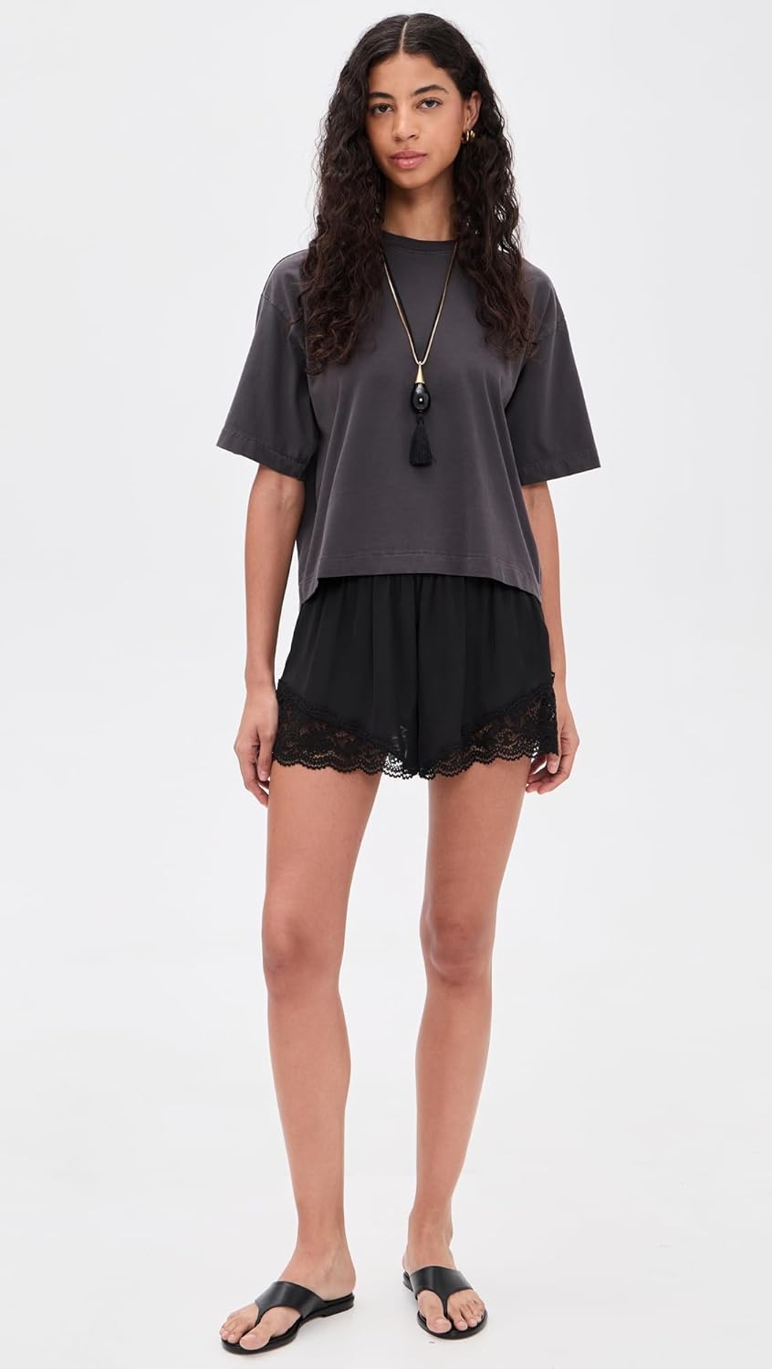 Free People Women's Meet Me In The Middle Tap Satin Shorts