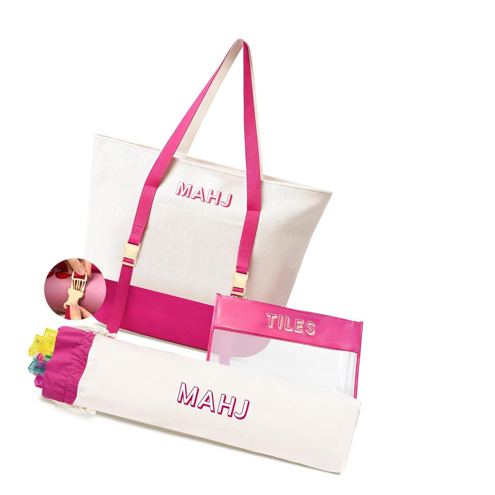 Tsophreniq Stylish Letter Design Mahjong Transport Bags Set of 3 Perfect for Parties and Trips Multipurpose Carryall