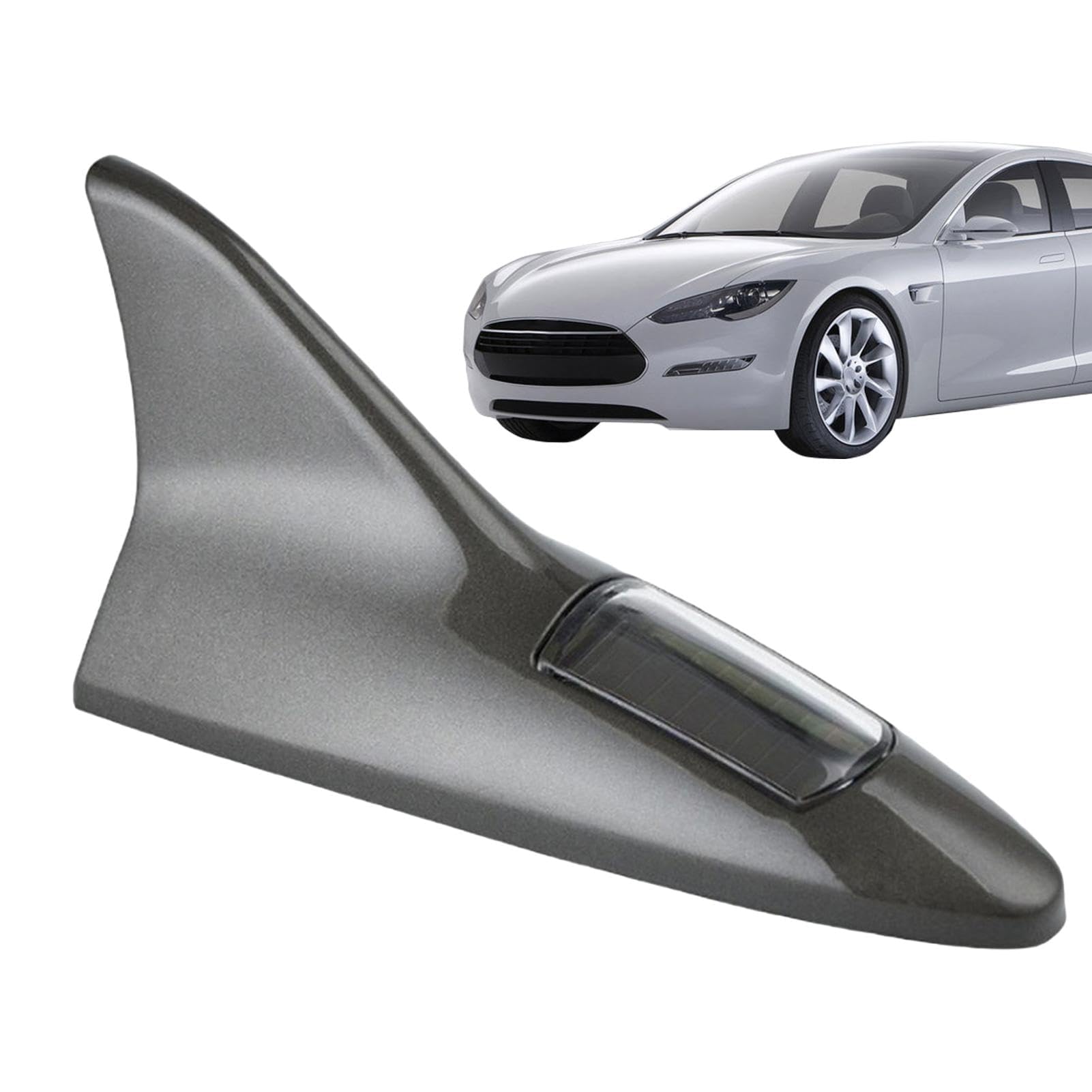 QIZUN Car Shark Fin for Audi A6 S6 C7 4G 2013-2018, Wind Powered LED Flashing Light Plastic Roof Decoration Exterior Styling Accessories,Grey