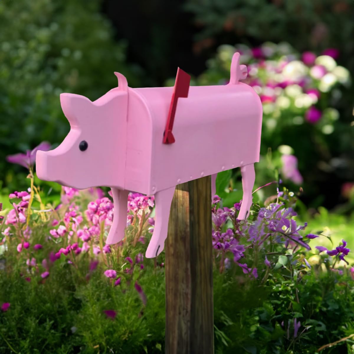 Sport Tent Mailbox US Post Briefkasten Tiere Wasserfest Postkasten Kreative Zeitungsrolle Metall Zeitungsbox Amerikanisches Letterbox für den Außenbereich Süßige Garten Dekoration (Schweine)