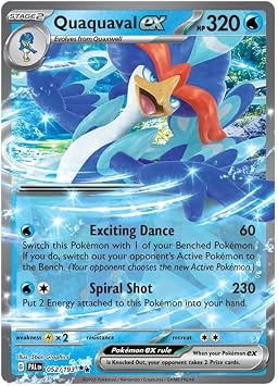 Quaquaval ex 052/193 Rare Double Pokemon Card SV2 Paldea Evolved + 1x TitanCards  Toploader
