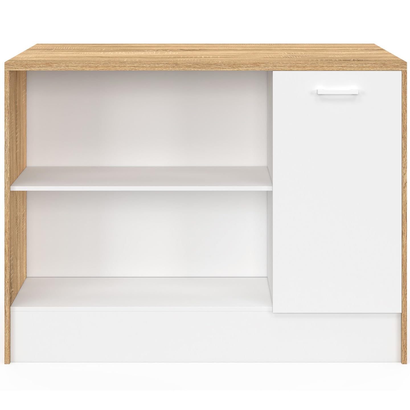 IDMarket - Ilot Central LIO Maxi capacité de Rangement Bois et Blanc