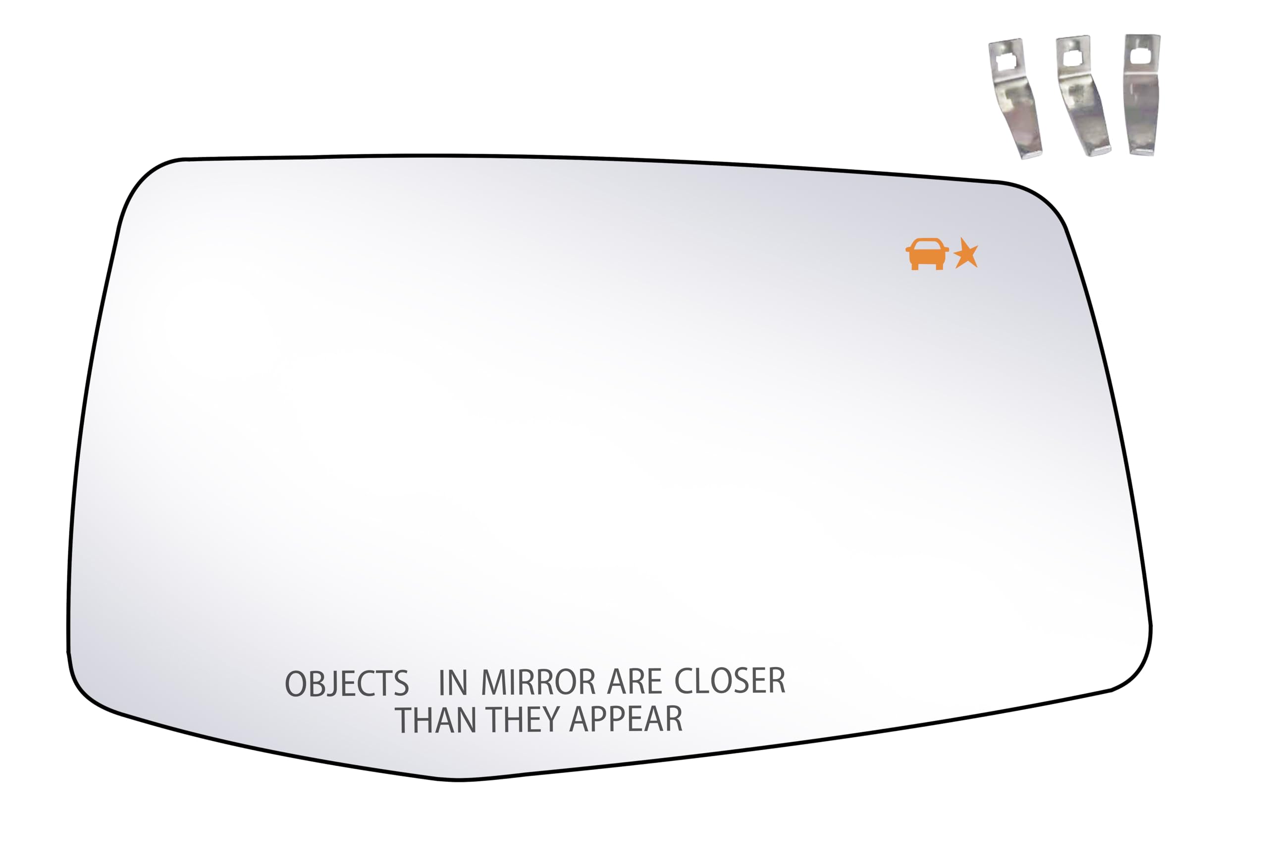 Passenger Side Replacement Mirror Glass - compatible with Chevy & GMC vehicles - Silverado 1500 2019-2024, Sierra 1500 2019-2024 - Heated with Blind Spot Detection, w/o auto dimming, 84309705