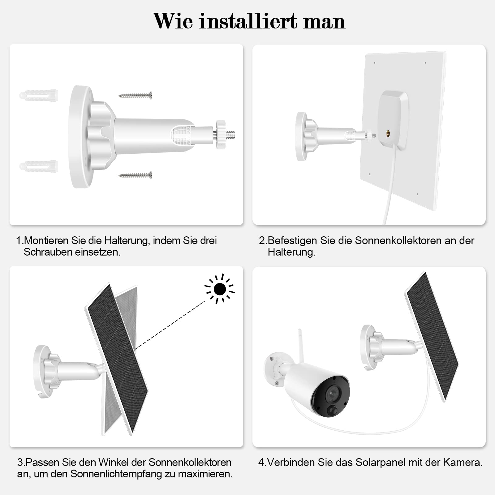 Panel solar de 6 W para cámara de vigilancia inalámbrica al aire libre, 2 paquetes de 5 V IP65, fuente de alimentación solar impermeable para seguridad cámara de batería de 3 m, compatible con micro