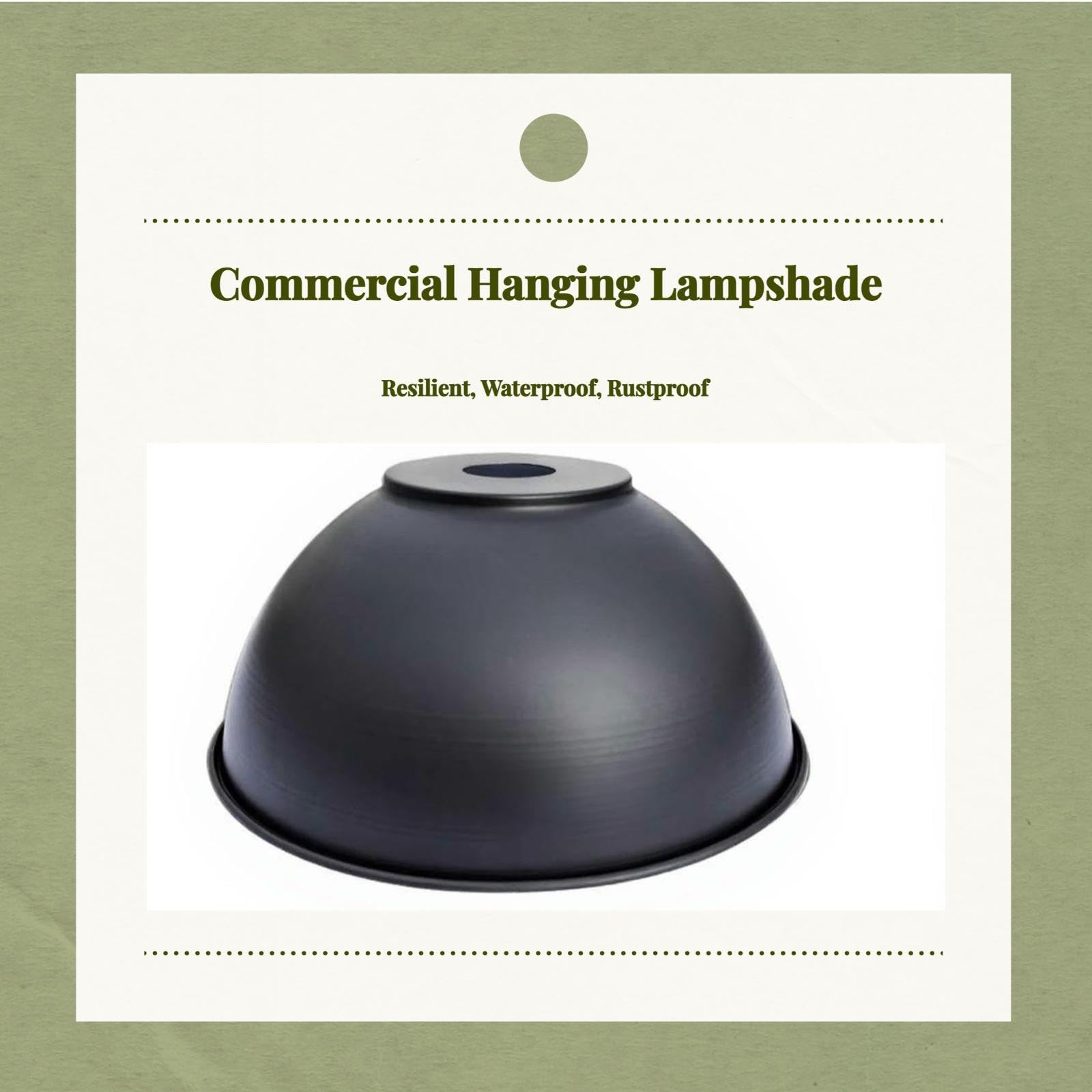 Hanging Light Shade, Utilitarian Aluminum Reflector, Waterproof, Adjustable Black 30x14cm-image-5