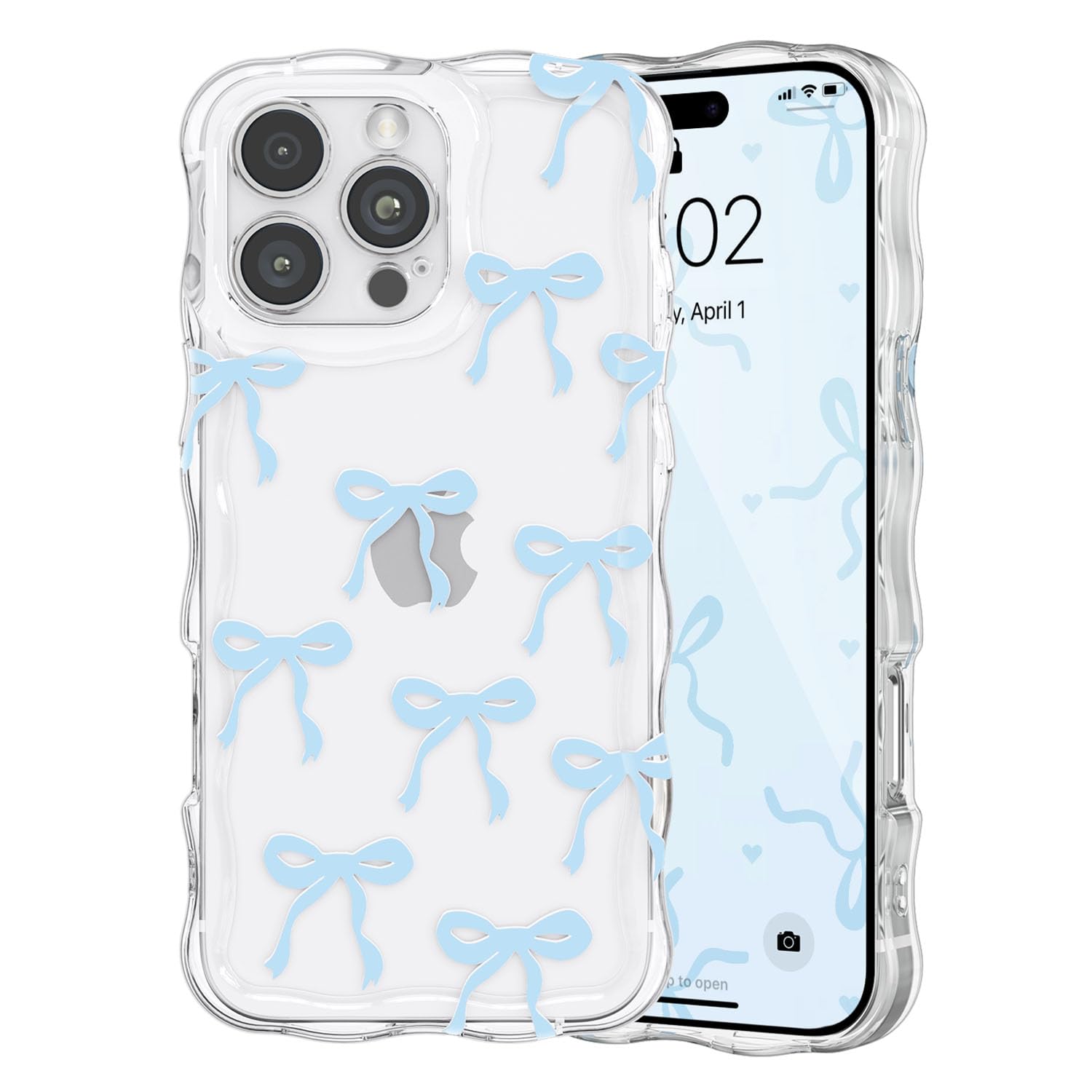 Coque transparente iPhone 15 Pro anti-jaunissement et antichoc motif nœud ruban