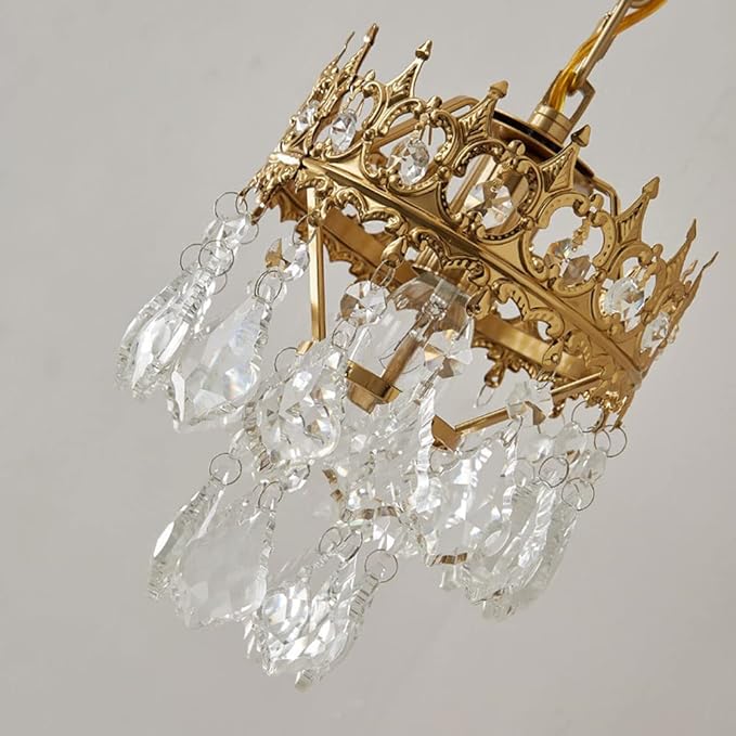 QYRKYP Wandlamp, Europese Stijl Muurbevestiging Licht Goud Metalen Wandkandelaar Met Kristallen Lampenkap, Antieke Muur Gemonteerde Lamp Woonkamer Decor Verlichtingsarmatuur, Slaapkamer Nachtkastje Wa photo 3