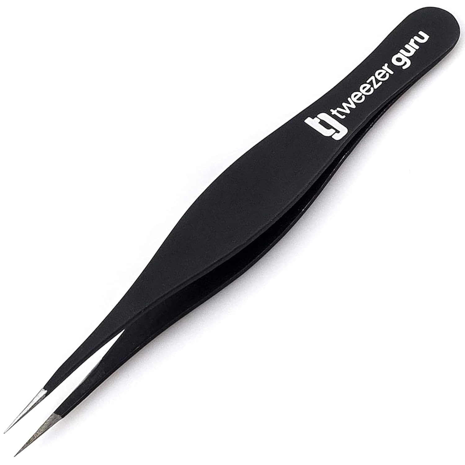 Pointed Tweezers - Sharp Precision Needle Nose Tip, Best Tweezers for Eyebrows and Ingrown Hair, Surgical Pointed for Blackheads & Splinters (Black)