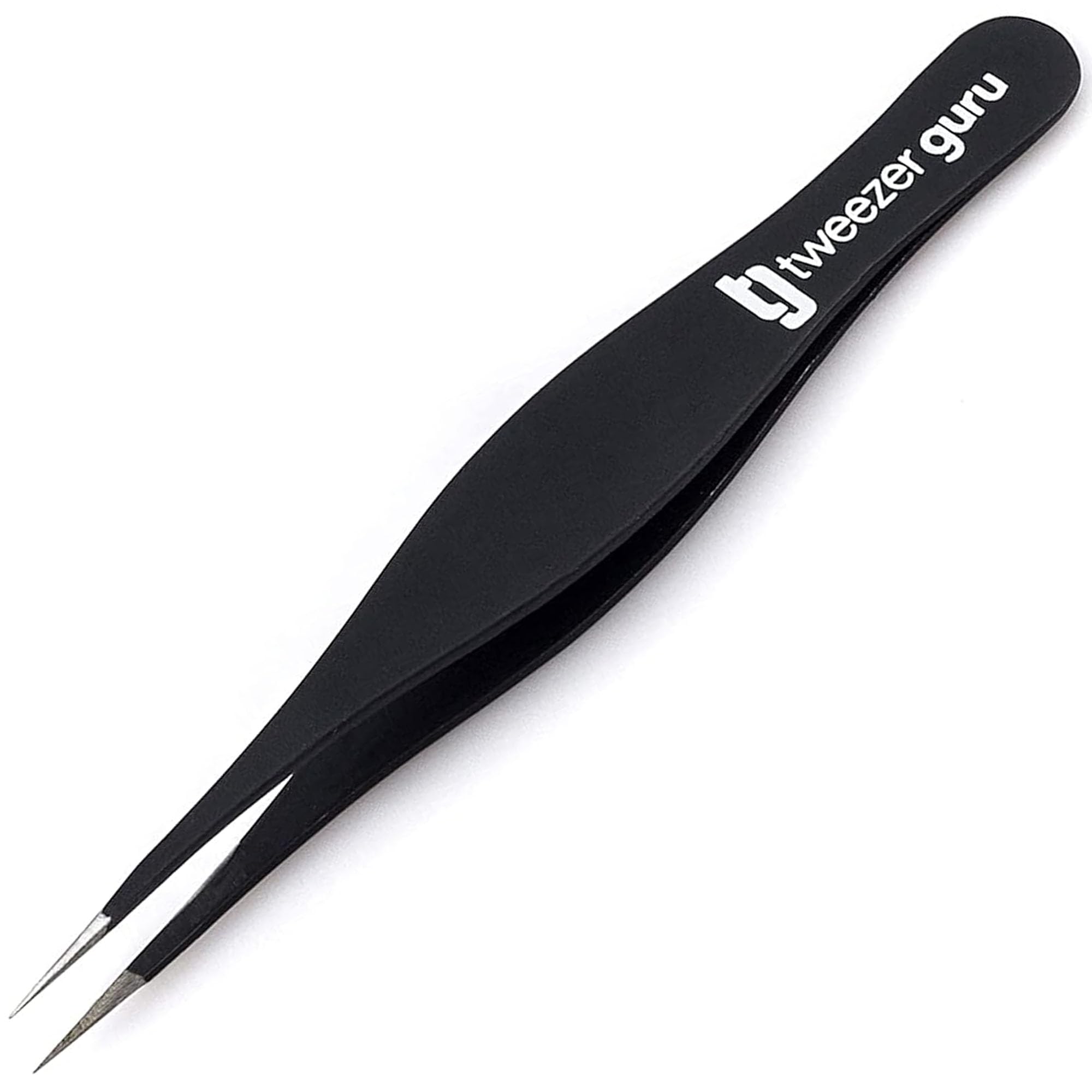 Pointed Tweezers - Sharp Precision Needle Nose Tip, Best Tweezers for Eyebrows and Ingrown Hair, Surgical Pointed for Blackheads & Splinters (Black)