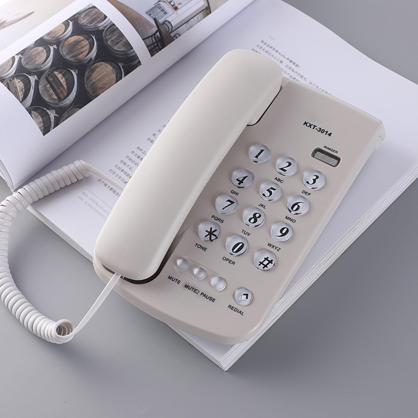 Telefono con filo Desktop House Phone Emegency Telefono Anziani Big Button Telefono integrato per Home Office Telefono con filo Pulsanti grandi Telefono da ufficio Telefono di casa Telefono di