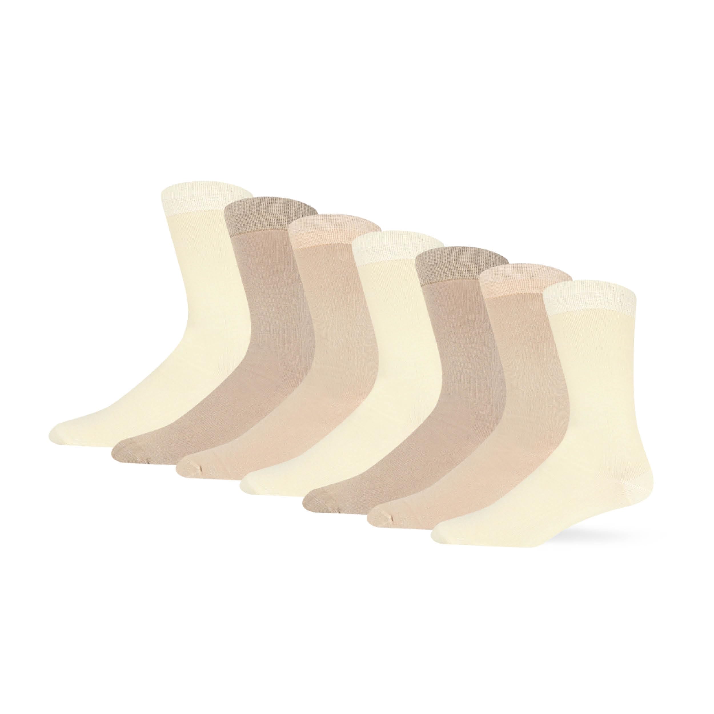 Bargain Bundle Men's Beige Bamboo Crew Socks For - Size 7-11 - Multipack, 7 Pairs (Beige)