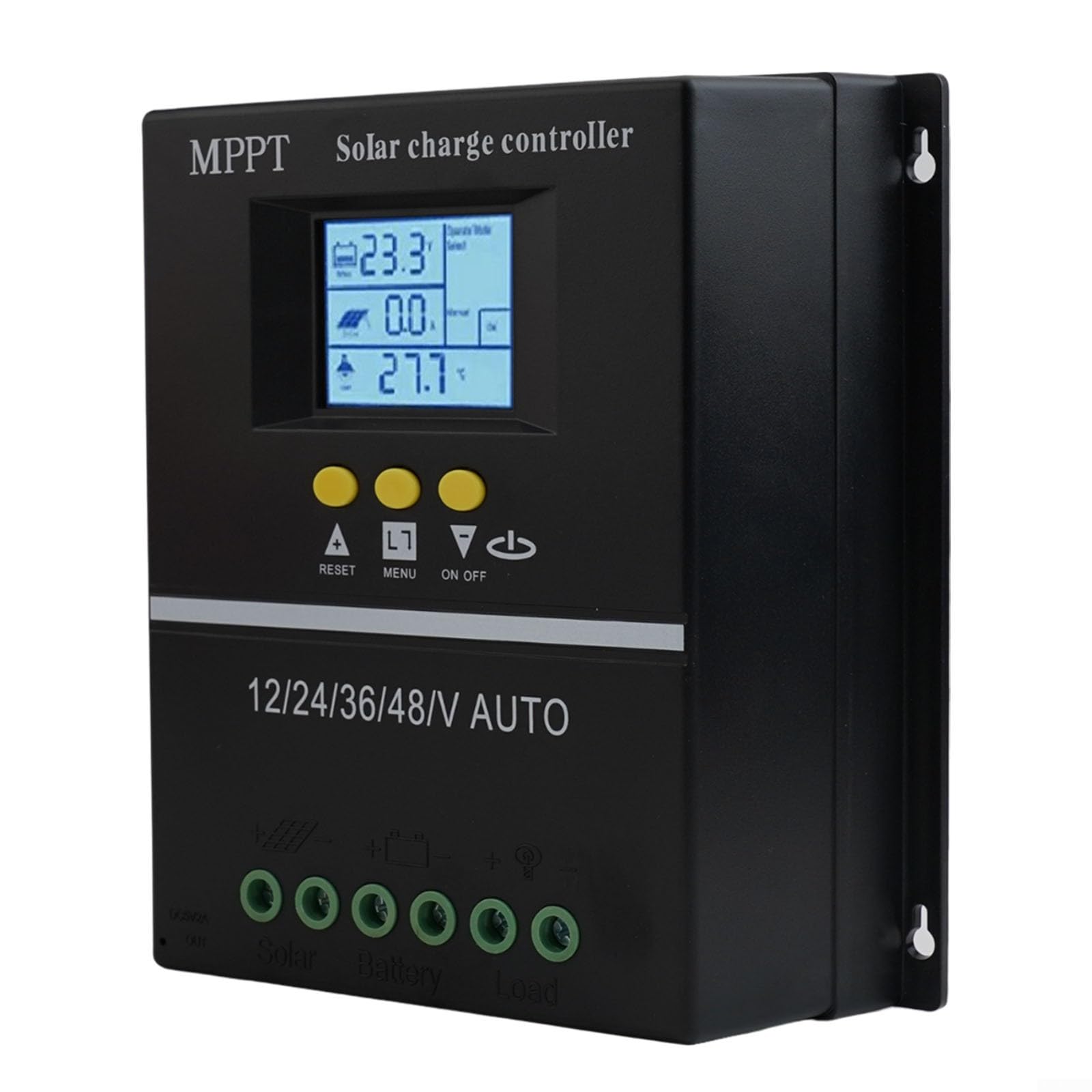 Regolatore MPPT in alluminio, 100 A, protezione dissipatore di calore (60 A | Rilevamento automatico della tensione, display LCD chiaro, ricarica efficiente, compatibile con sistema da 12 V a 48 V