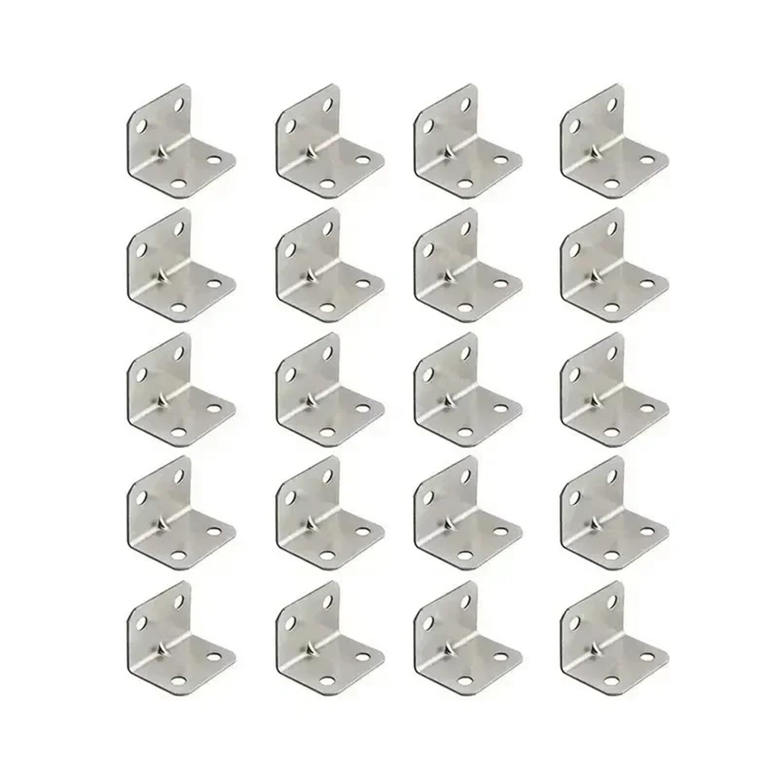 Cidegoo One Color Corner Code 20Pcs L-Shaped Corner Code 90 Degree Laminated Furniture Plate Hardware Right Angle Bracket Cabinets Small Connectors